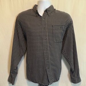 H-146 Men’s Bugle Boy Blue &‎ Cream Plaid Long Sleeve Button Down Shirt Size L